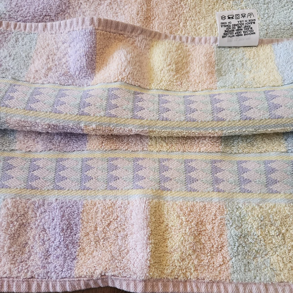 Vintage 60s 70s MCM Fieldcrest Multicolor 2 Pc Set 100% Cotton